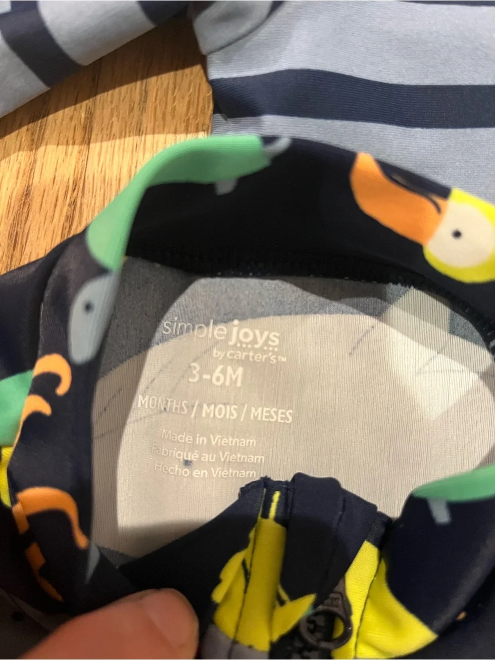 Carter's simplejoys Navy & Blue Striped & Ocean Print Swim Rompers - 2-Pack